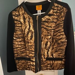 Leopard & leather adorable jacket